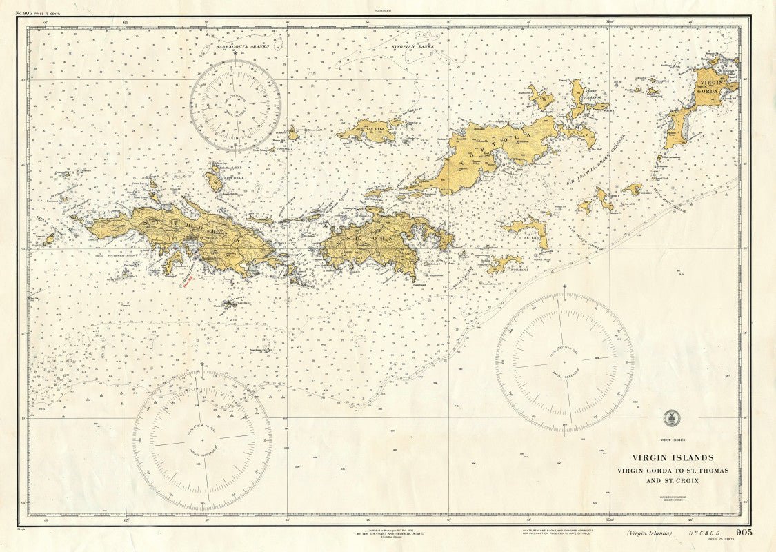 Virgin Islands Vintage Nautical Chart Scroll - Maritime Tribes USAScroll