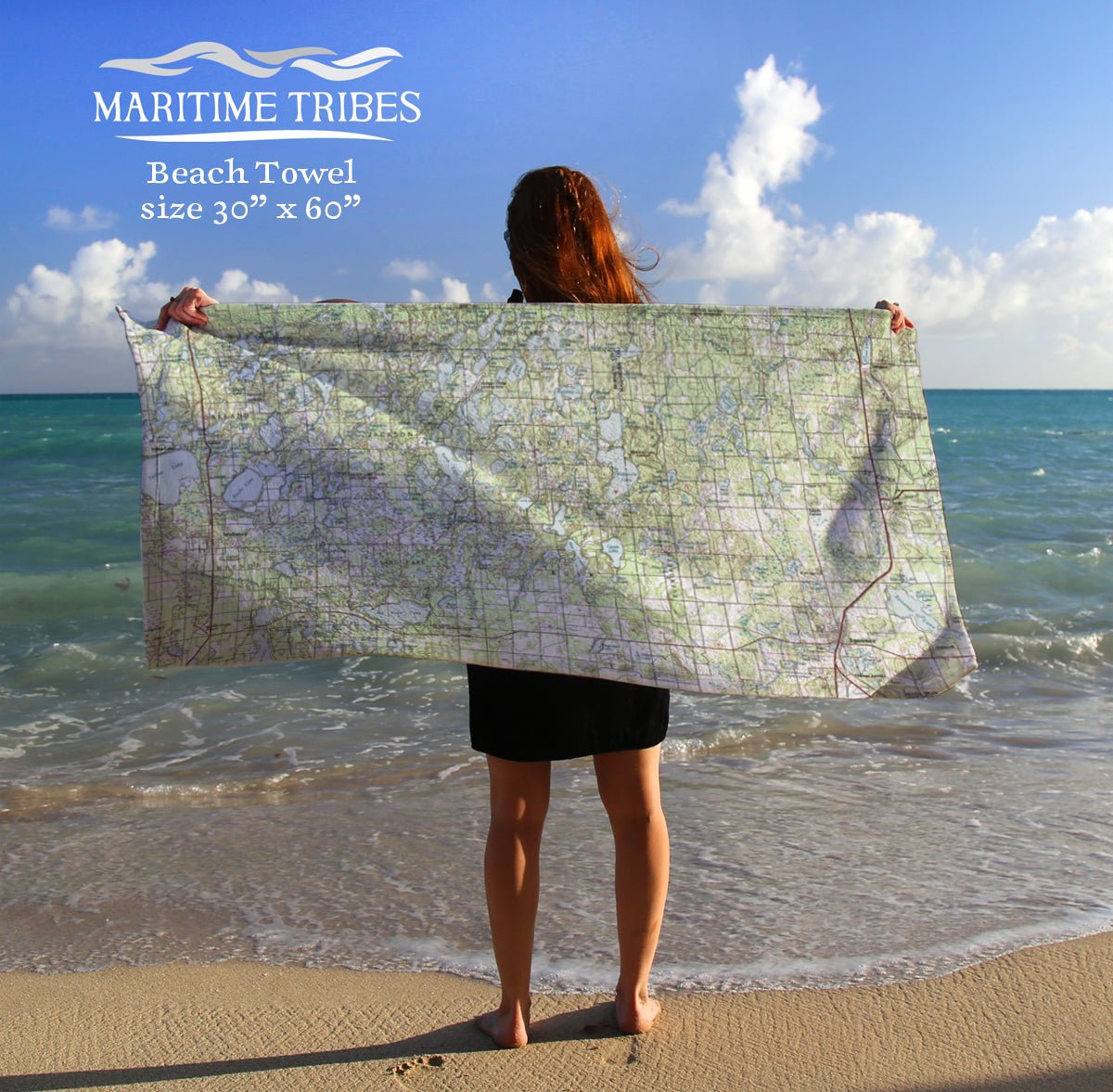 Webster to Spooner, WI Topo Map Quick Dry Towel - Maritime Tribes USATowel