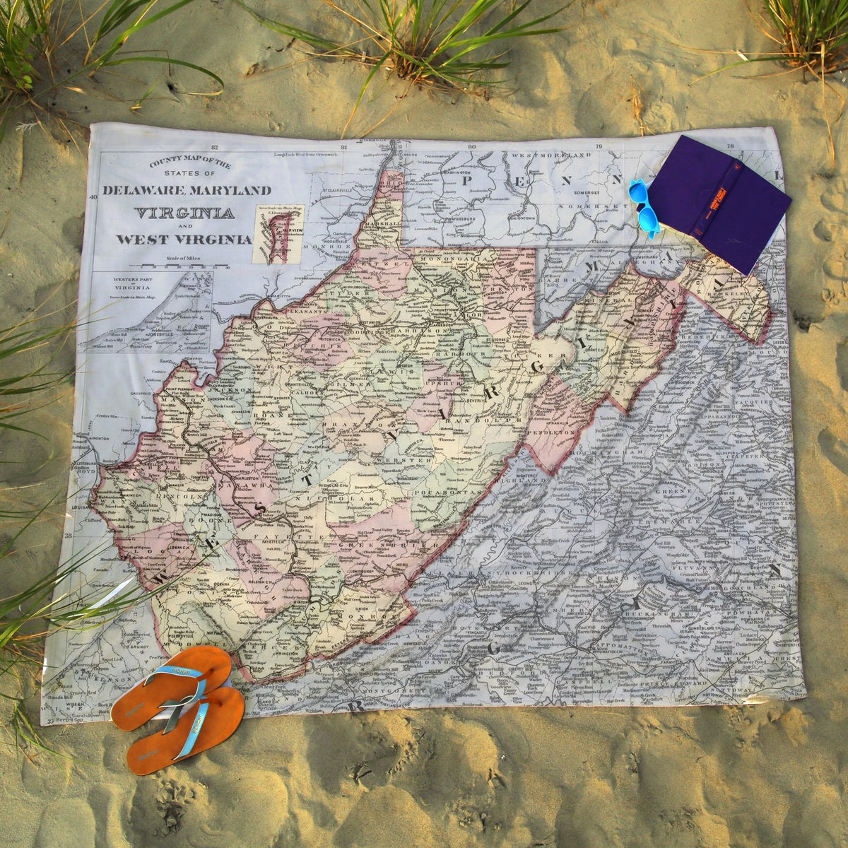 West Virginia Vintage Map Blanket - Maritime Tribes USABlanket