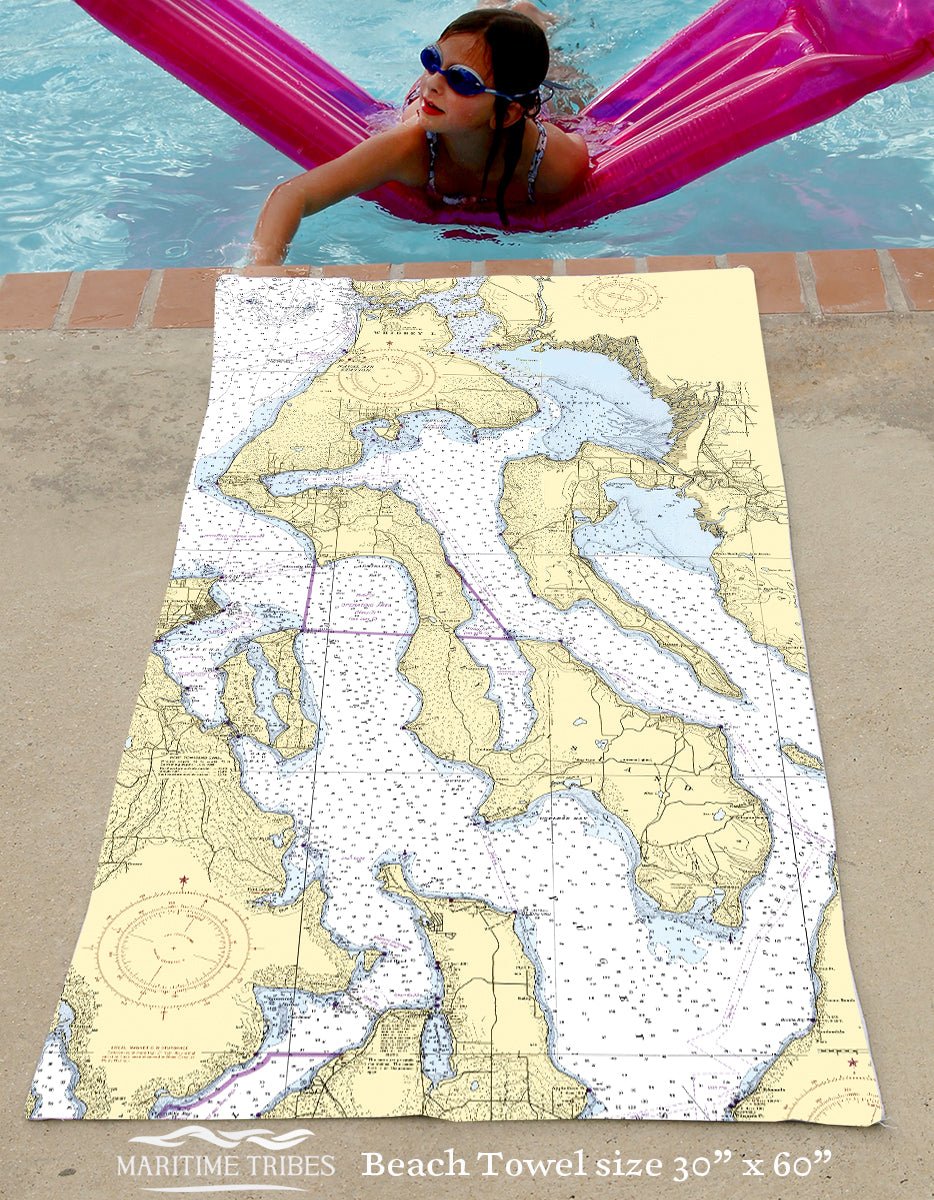 Whidbey Island Nautical Chart Quick Dry Towel - Maritime Tribes USATowel