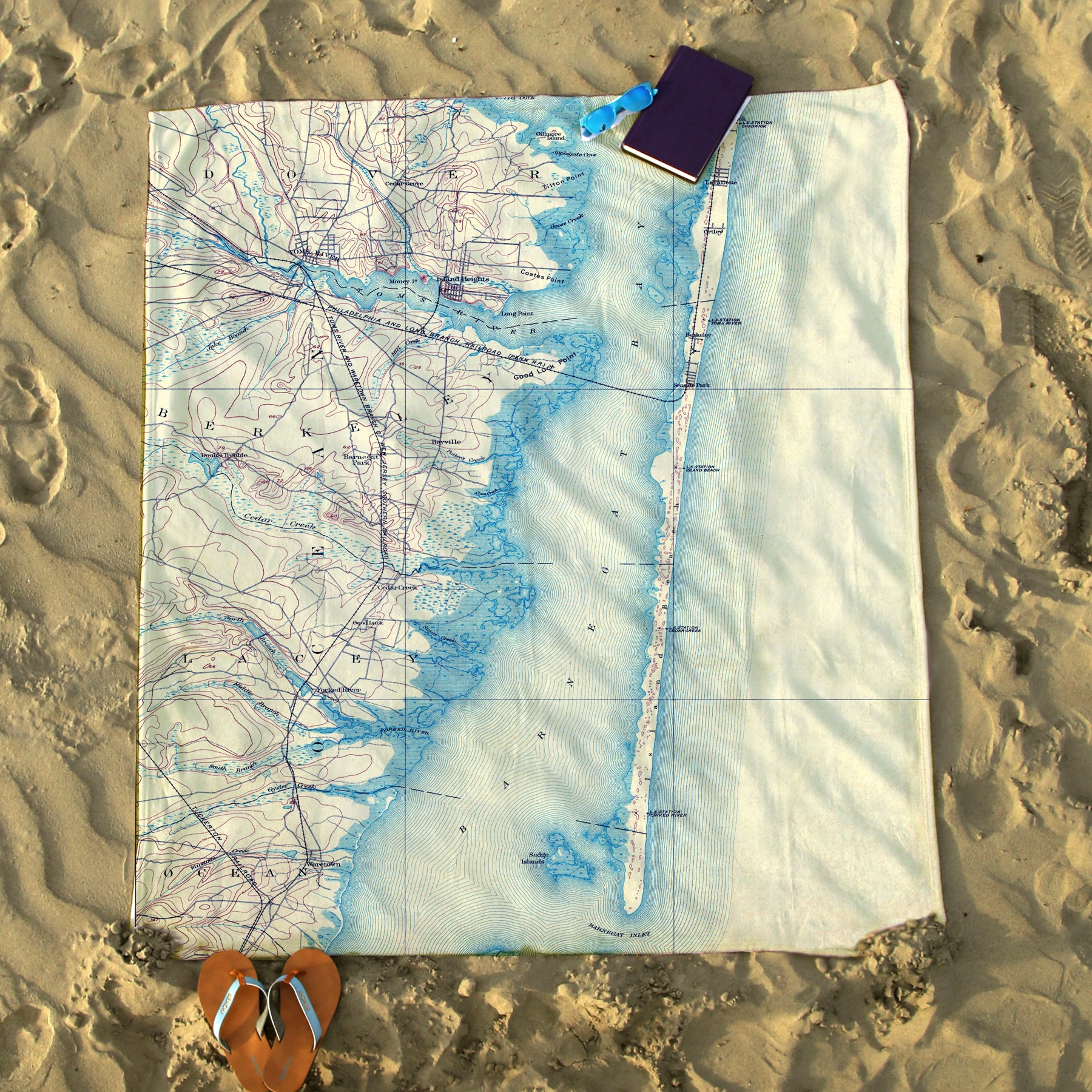 Lavallette, NJ Vintage Topo Map Blanket