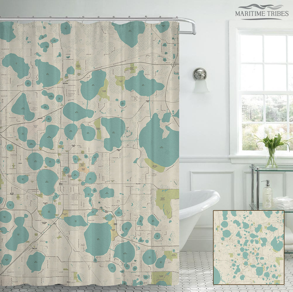 Winter Haven, FL  Seaglass Map Shower Curtain